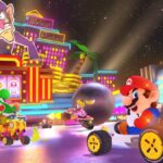 Mario looks back while racing to Waluigi's casino.