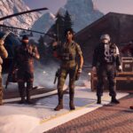 R6 Operators stand in a line up outside of a helicopter.
