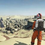 A Rebel pilot looks out over Mos Eisely.