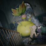 Mega Victreebel towers over two people