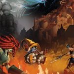 Art shows FF9 characters fighting in Alexandria.