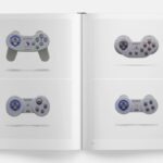 A photo of a book shows several iterations of the original PlayStation controller.