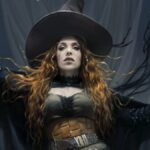A witch from Magic: The Gathering casts a spell.