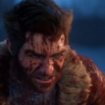Wolverine is covered in blood.