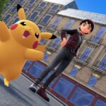 Pikachu and Shep pose for the camera.