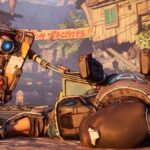 Claptrap helps a dead Vault Hunter.