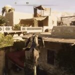 An assassin climbs roof tops.