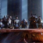 Dragon Age characters gather at a table.
