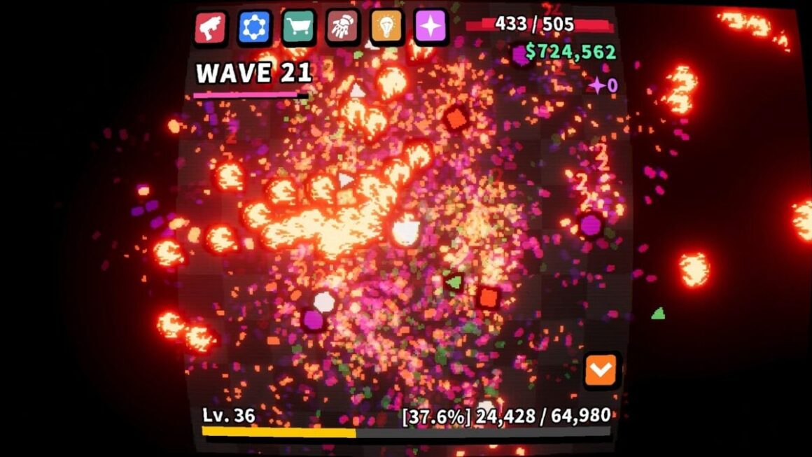 Bits blow up on a screen.