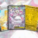 A spread of five Pokémon cards.