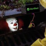 Pennywise tempts a child with a floating Steam Deck that says "Verified" on it.