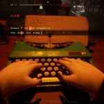 A person types on a typewriter.