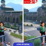 A comparison shows the new Pokemon game running on Switch 1 vs. Switch 2.