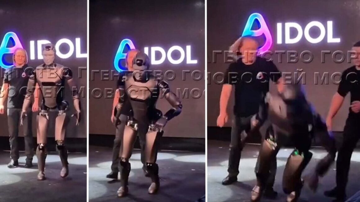 AI Robot In Russia Falls Over While Rocky Song Plays