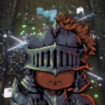 A small warrior stands in front of arcade chaos.