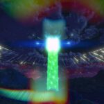 A player-made Destroyer fires a beam at a planet.