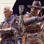 Two Arc Raiders stand on either side of each other.