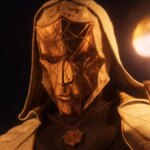 A masked man performs a ritual.