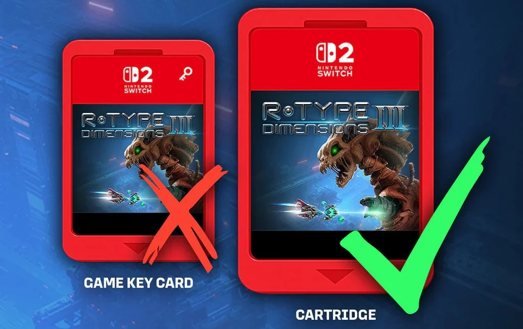 Switch 2 cartridges are show on a blue background.
