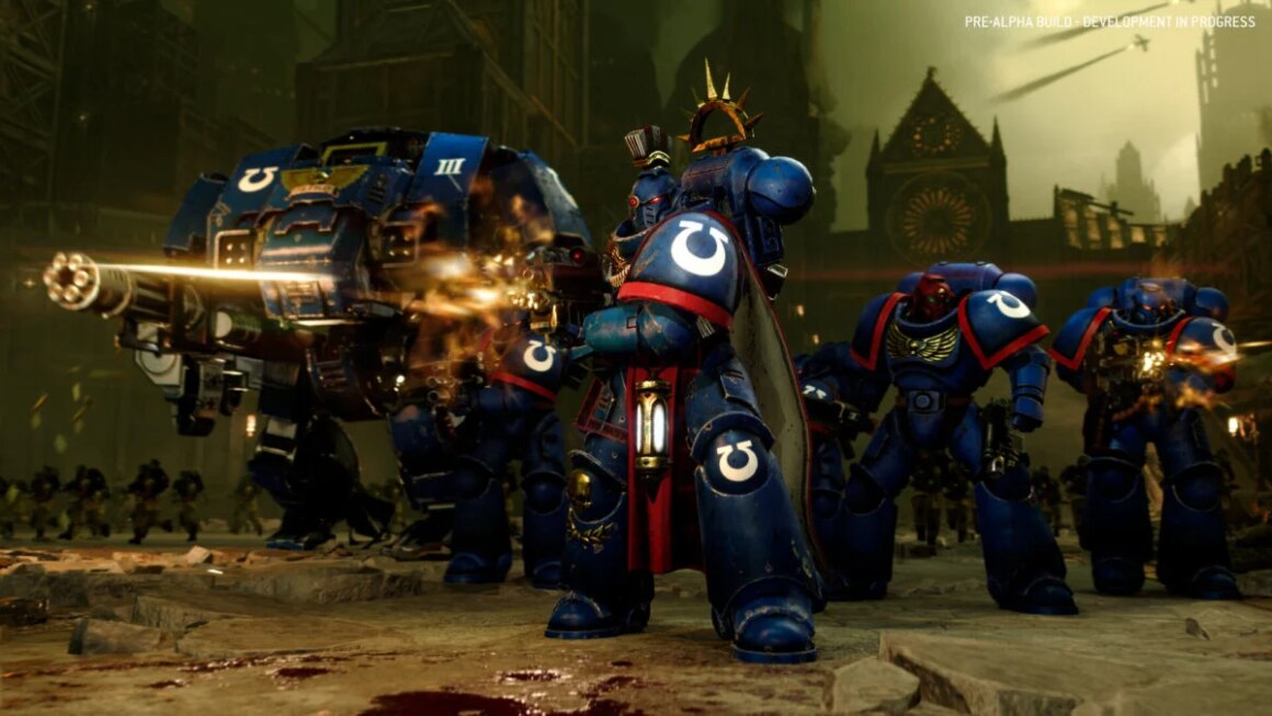 Space Marines advance on the enemy.