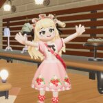 An anime girl spreads her arms.