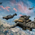 Soldiers drop from the sky.