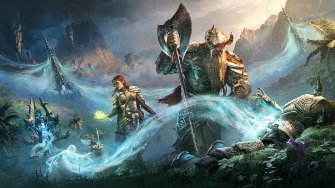 ESO characters journey through the mountains.