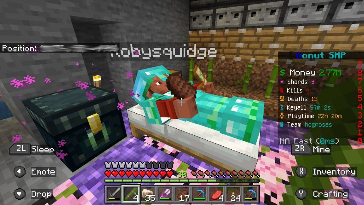 The boy sleeping on the bed in our base.