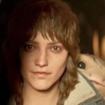 A mercenary looks out from the shadows.