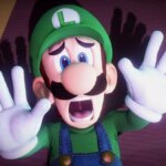 Luigi with a scared expression