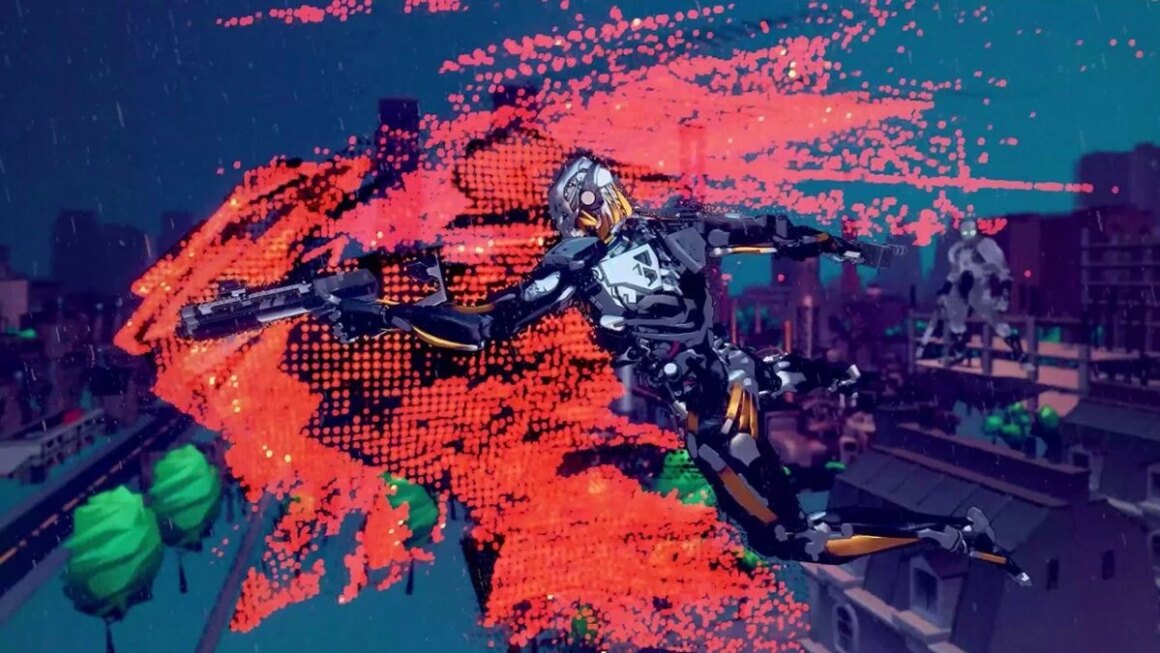 A sci-fi operative fights in a futuristic city.